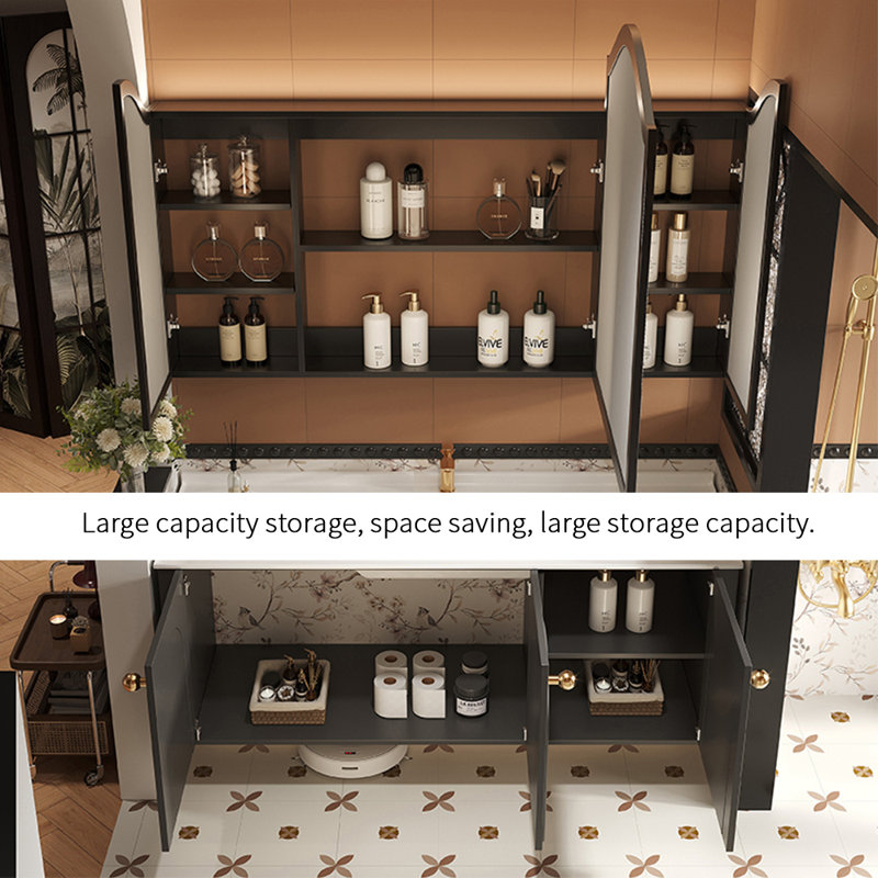 Armoire de salle de bain rétro française, H 21,6 po x l 55,1 po x P 21,6 po