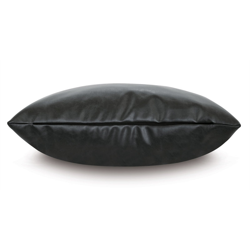 Nevin Faux Leather Throw Pillow, Ink, 20"H x 20"W