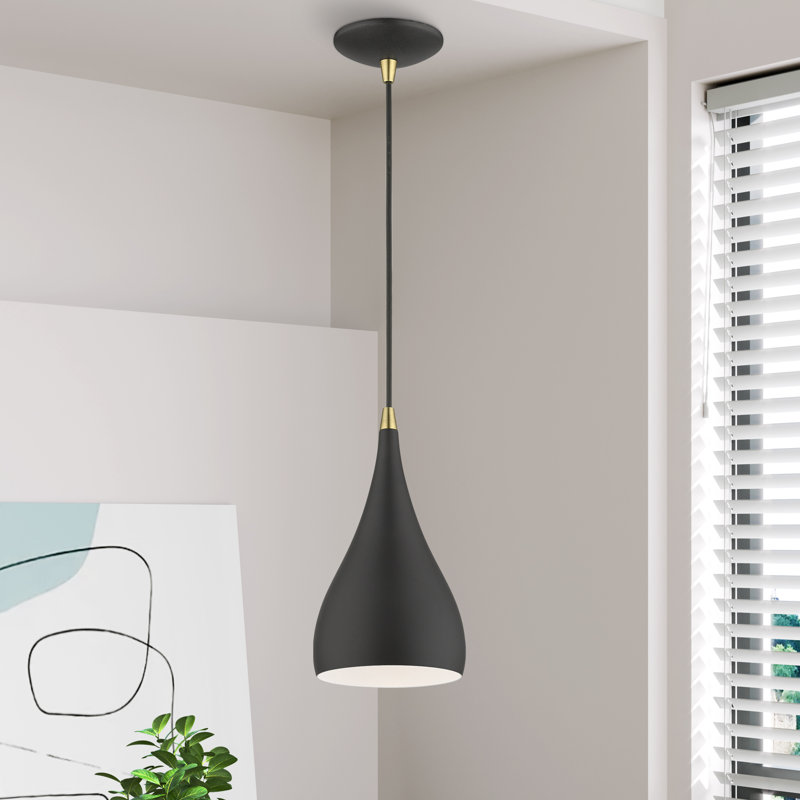 Ithel 1 - Light Pendant, Textured Black/Antique Brass, Textured Black