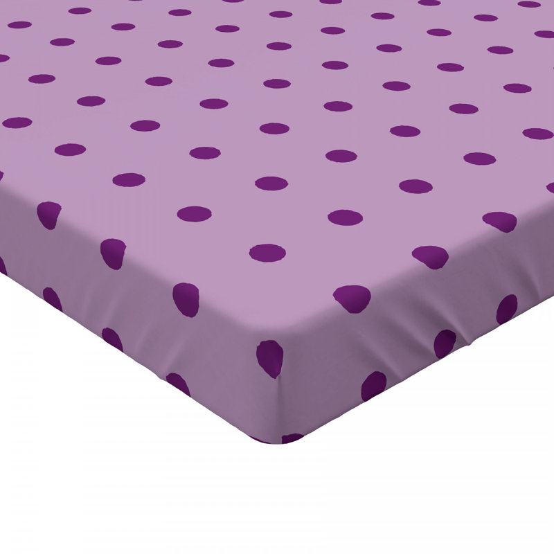 Plum Lilac Polka Dot Microfiber Full Fitted Sheet