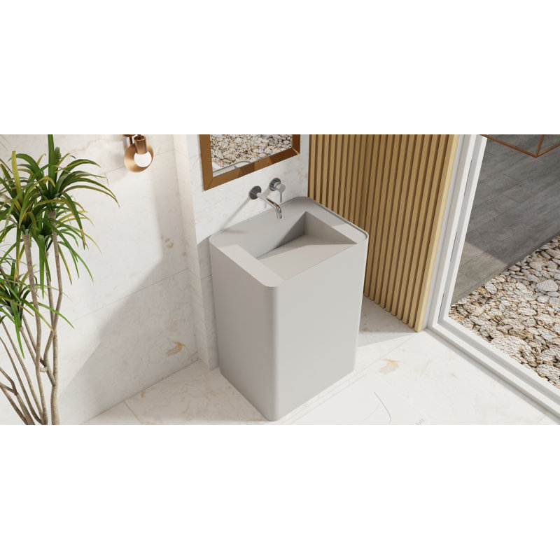 Lavabo de salle de bain sur pied Badeloft, Gris mat