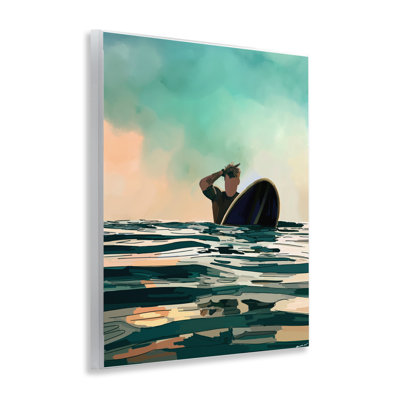 Art mural surfer avec reflet océan par Amelia Noyes