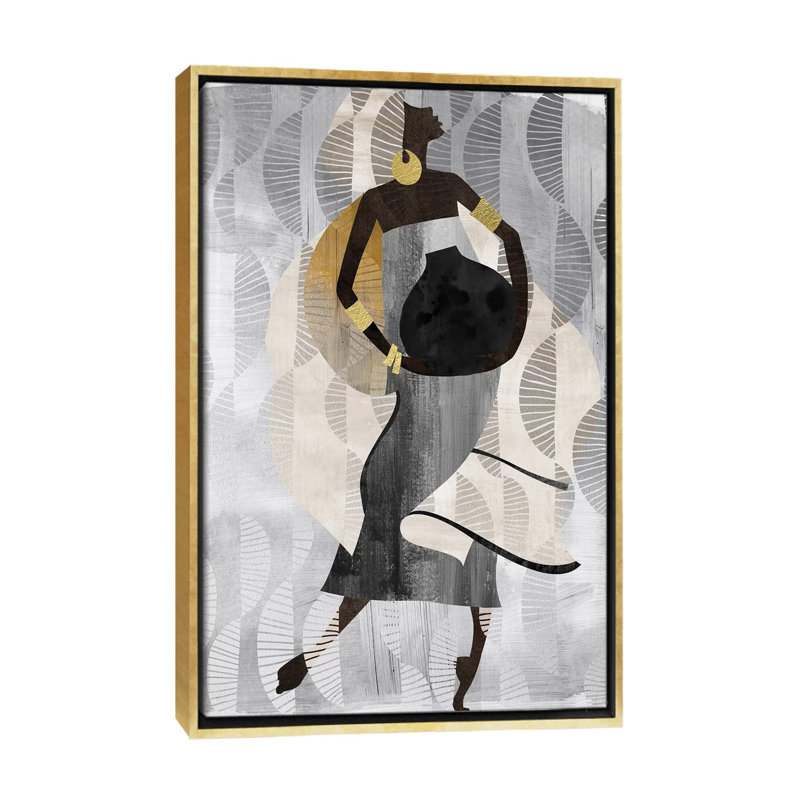 «Neutral Dancing Woman II» par Nikki Chu - reproduction, Encadrement doré, H 26 po x l 18 po x P 1,5 po