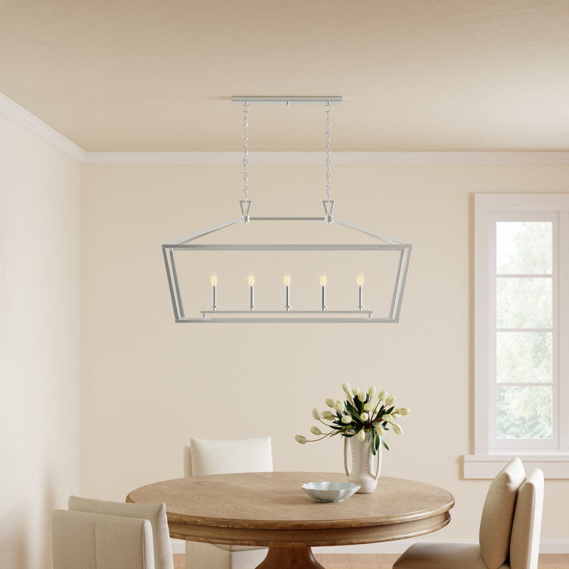 Hastings 5-Light Dimmable Linear Pendant, 23.5" H x 44" W x 16" D, Polished Nickel