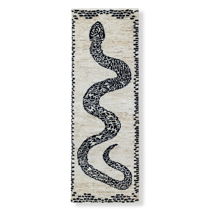 Kundalini Jute / Sisal Area Rug in Beige/Black, Runner 2'6" x 12'
