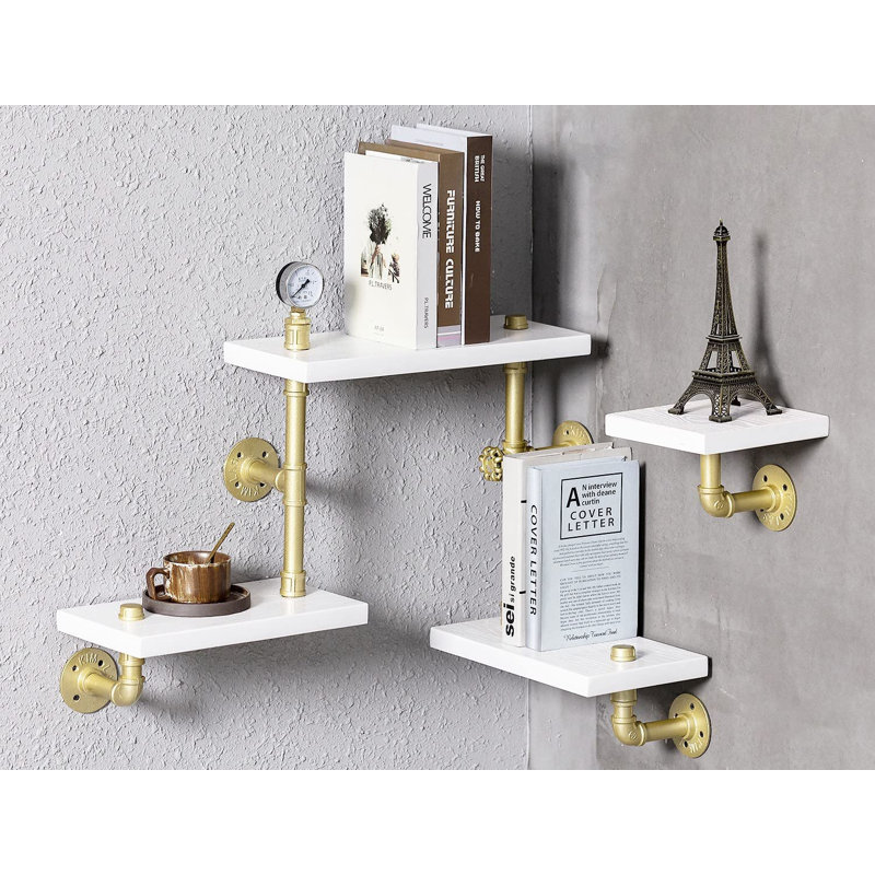 5 Piece Hexagon Industrial Pipe Shelves