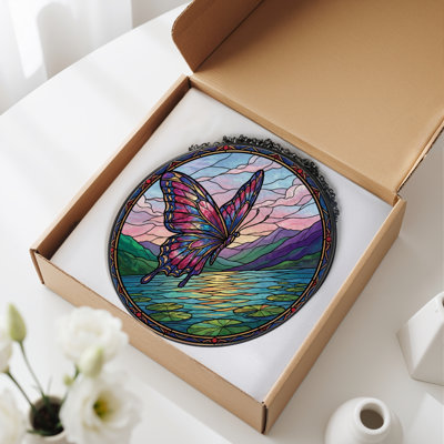 Panneau de vitrail papillon 12 "H 12"