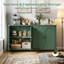 Buffet 63 "à 4 portes Farmhouse, armoire de rangement avec tablettes réglables et pieds tournés classiques-472493934