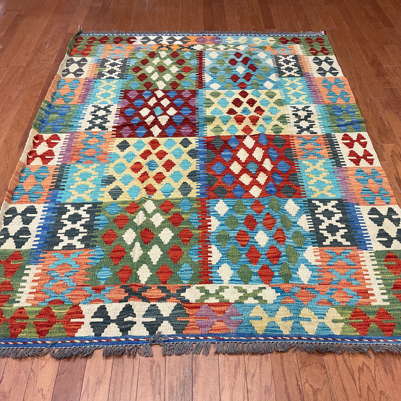 Tapis unique bleu 5 pi 2 po x 6 pi 10 po One-of-a-Kind
