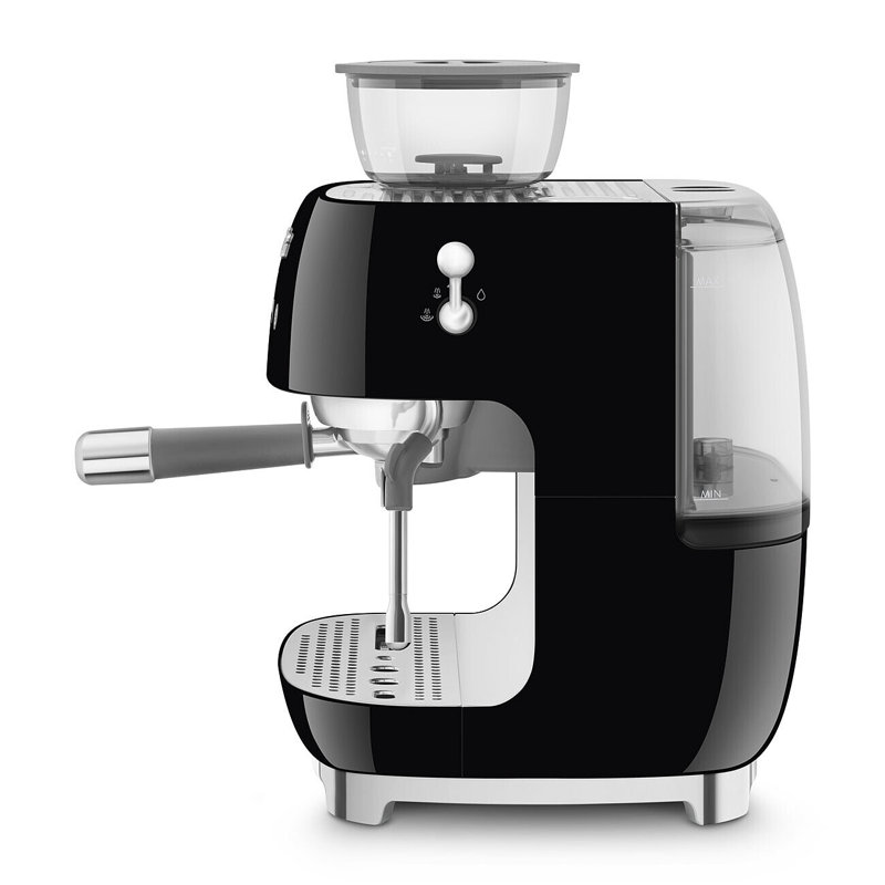Black Semi-Automatic Espresso Machine with Grinder and Steam Wand