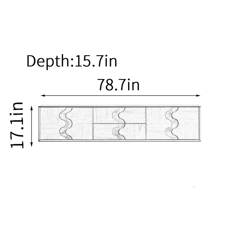 Meuble télé rétro sur pied, Noir / brun, H 17,1 po x L 78,7 po x l 15,7 po