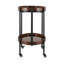 Chariot-bar ovale à 2 tablettes avec cadre en métal noir et verre trempé-132503839