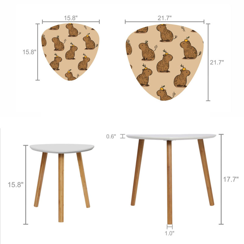 Ensemble de 2 tables gigognes triangulaires mignonnes Capybara