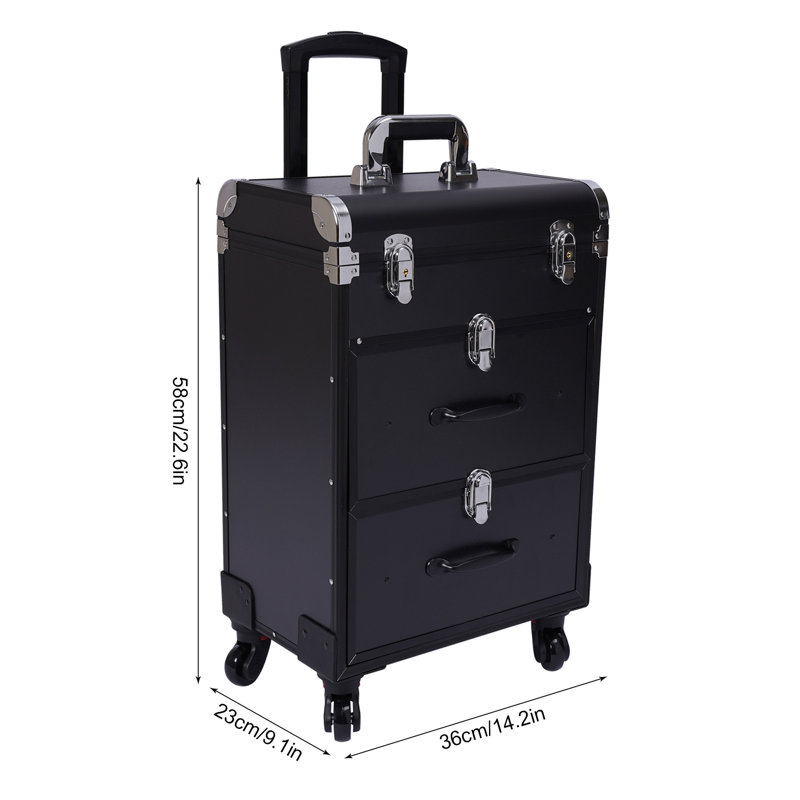 Large Cosmetic Trolley Bin With Locks, Black