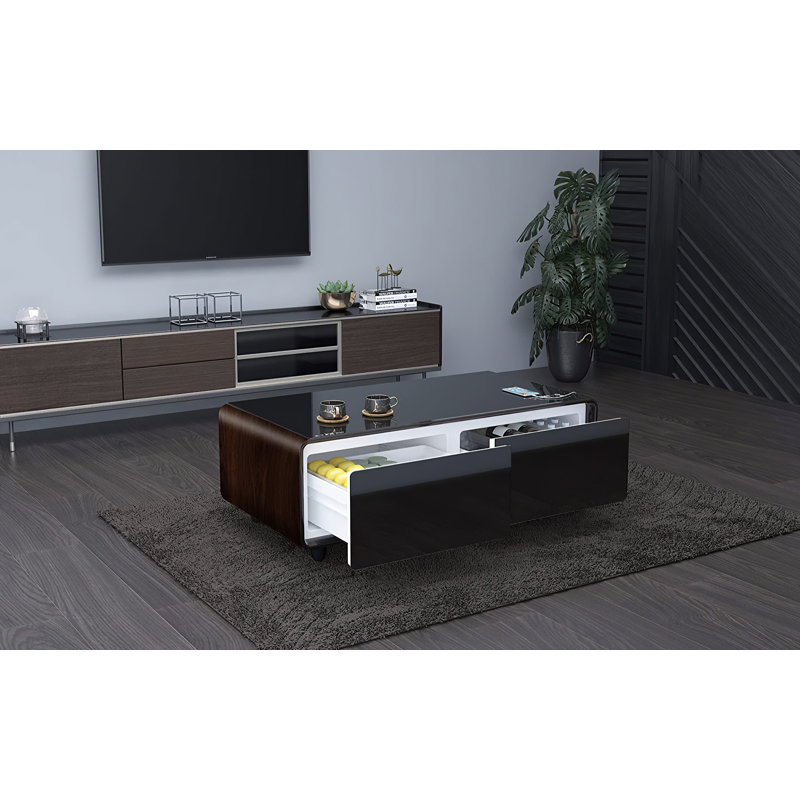 Lilou Glass Top Coffee Table, Chocolate