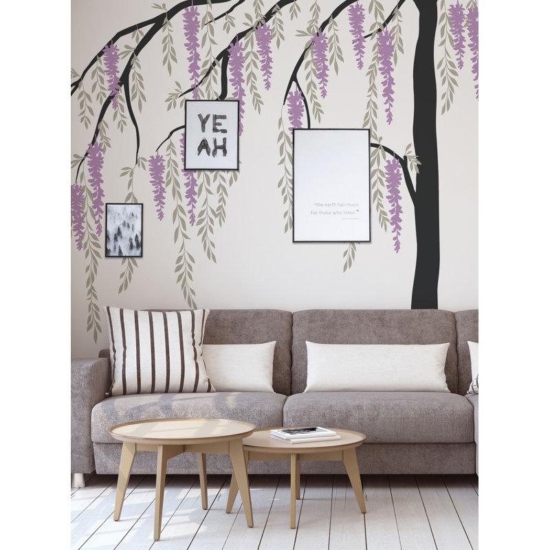 Décalcomanie murale arbre weeping wisteria, Blanc