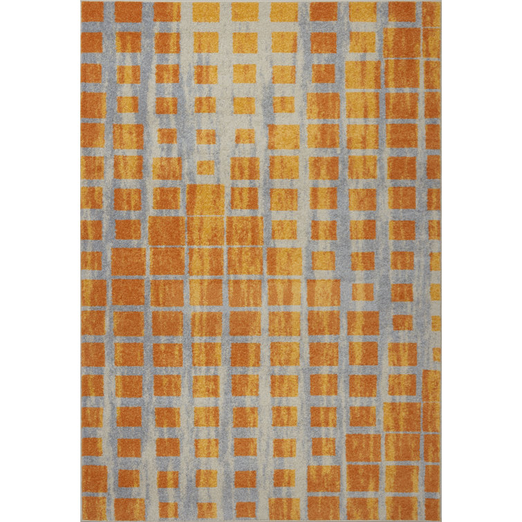 Tapis géométrique gris / orange Pinheiro