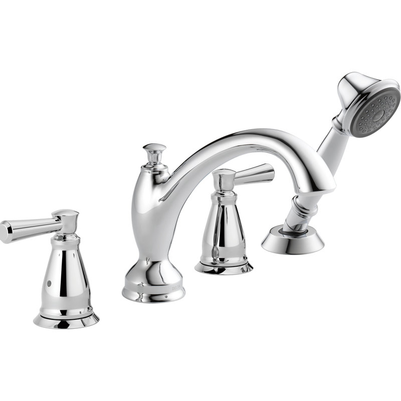 Garniture de robinet de baignoire romaine à fixation sur plateau à poignées doubles linden, Chrome