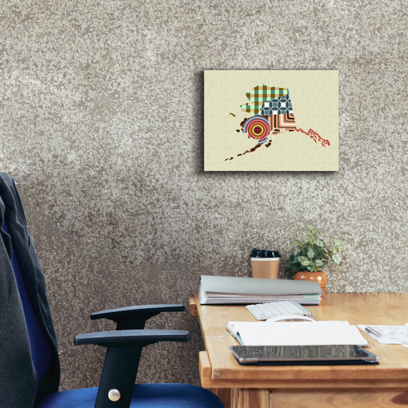 «Alaska State Map» par Lanre Adefioyue, H 12 po x l 16 po x P 0,75 po