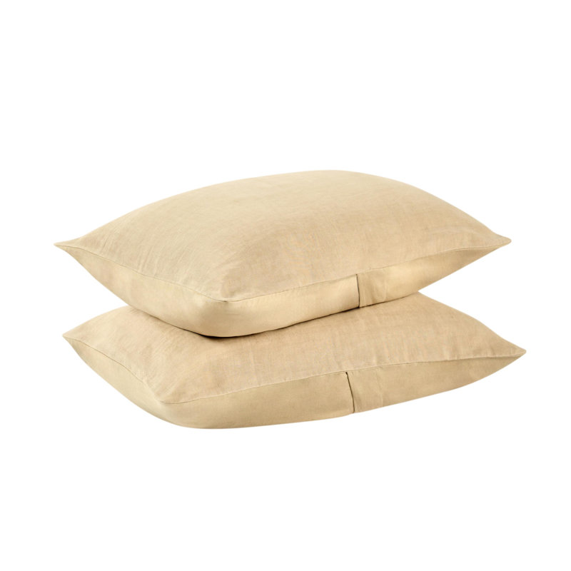 Paloma Hemp Fabric Ochre Amber Standard Sham, Queen, Yellow