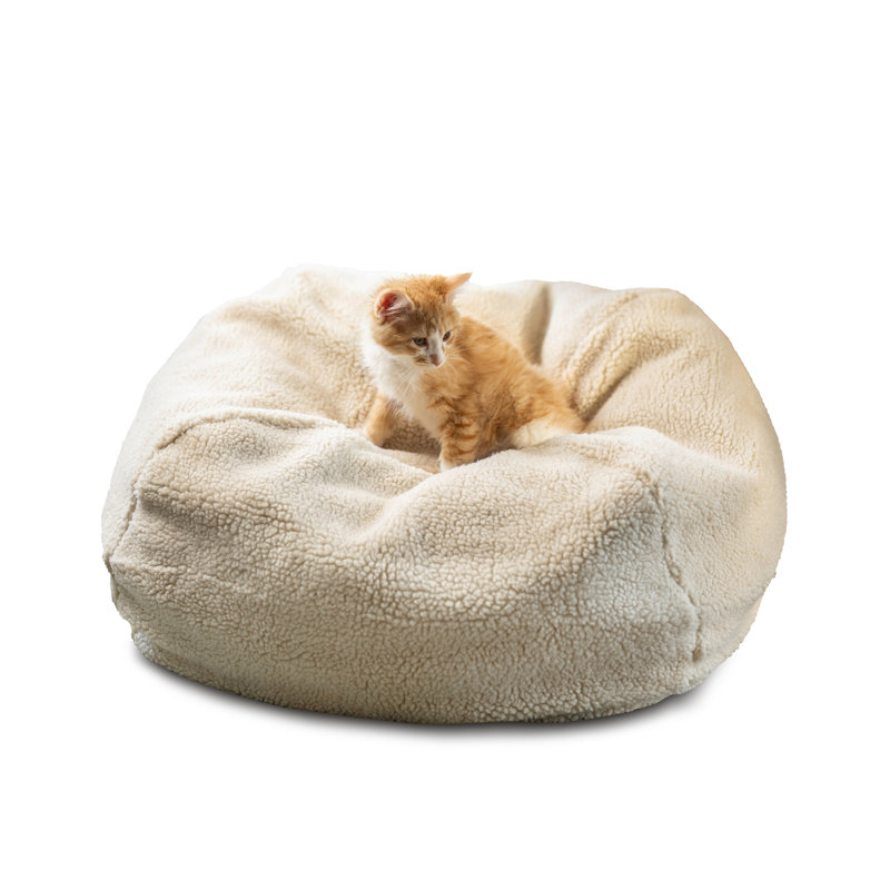 Sherpa Puff Ball Pet Bed, Medium (26" Diameter)