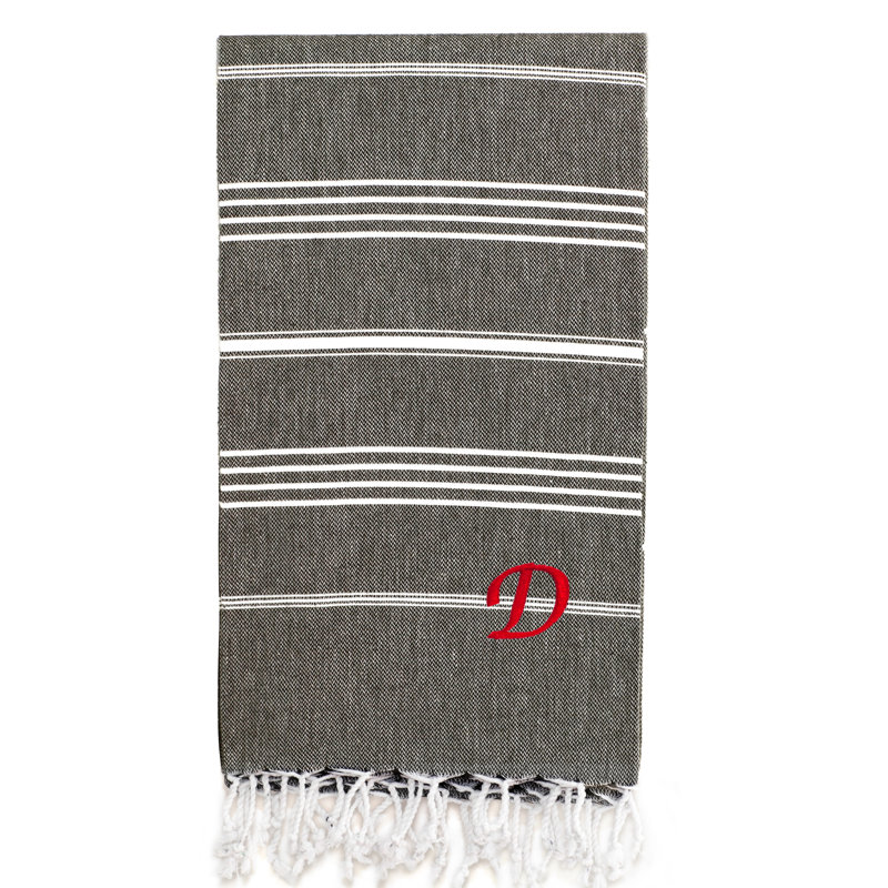 Serviette de plage 100% coton Pestemal Lucky, D, Gris foncé / Blanc