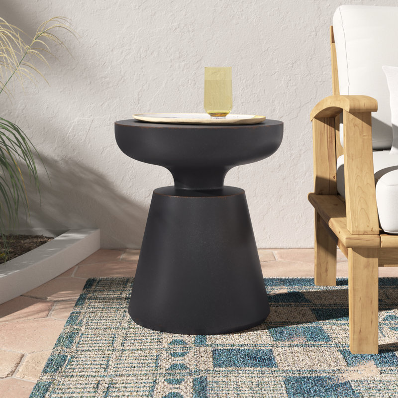 Jacqueline Lightweight Concrete MGO Side Table, Antique Copper