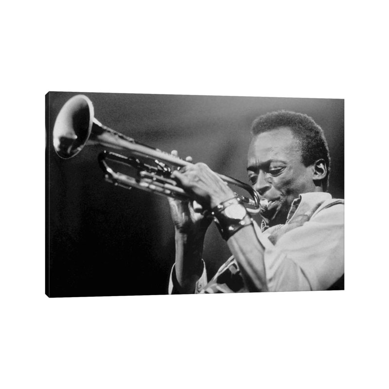 American Jazz Trumpeter Miles Davis Playing Trumpet, On November 3, 1969 - Wrapped Canvas Print