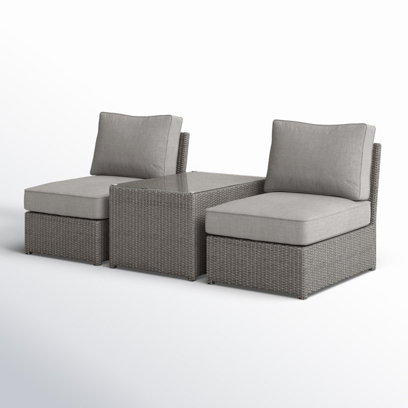 Athelene Rattan Wicker Fully Assembled 2 - Person Seating Group with Cushions