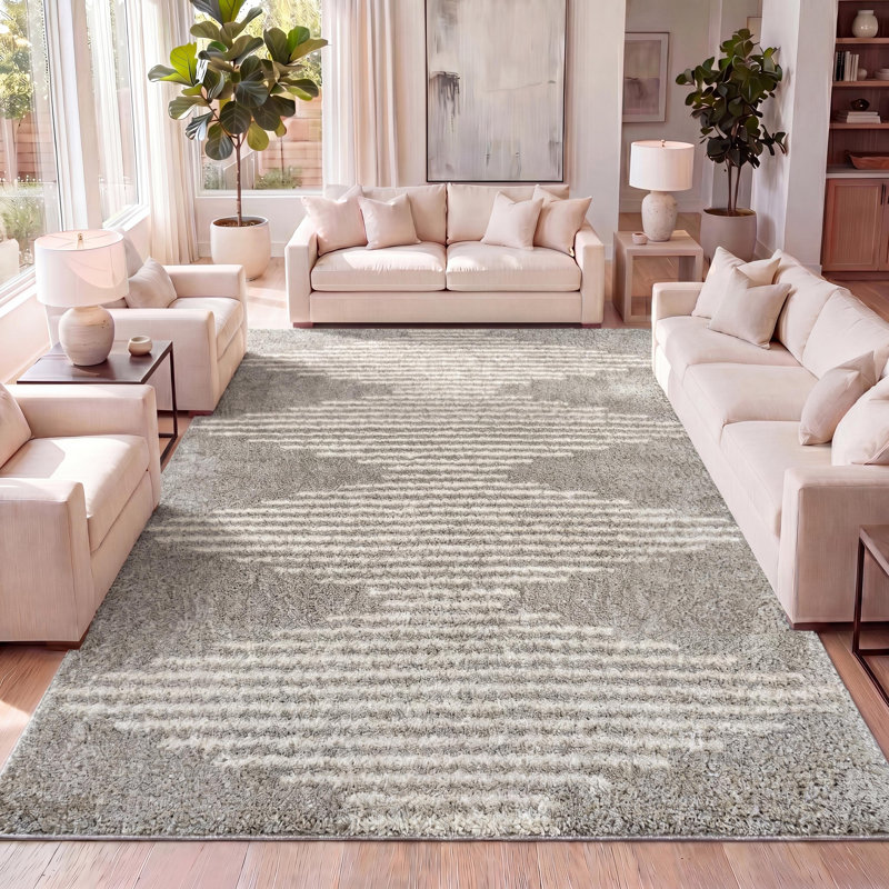 Tapis gris / ivoire Elm, Rectangle 7 pi 9 po x 10 pi
