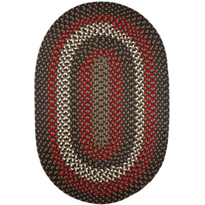 Tapis décoratif d’intérieur/d’extérieur tressée à la main noir/rouge/gris charlise