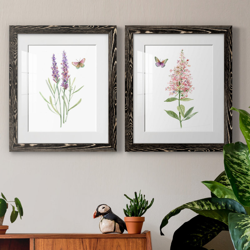 «Wildflower Botanical I», ensemble de 2 reproductions d'art, Papier encadré noir, H 24 po x l 36 po x P 1,5 po