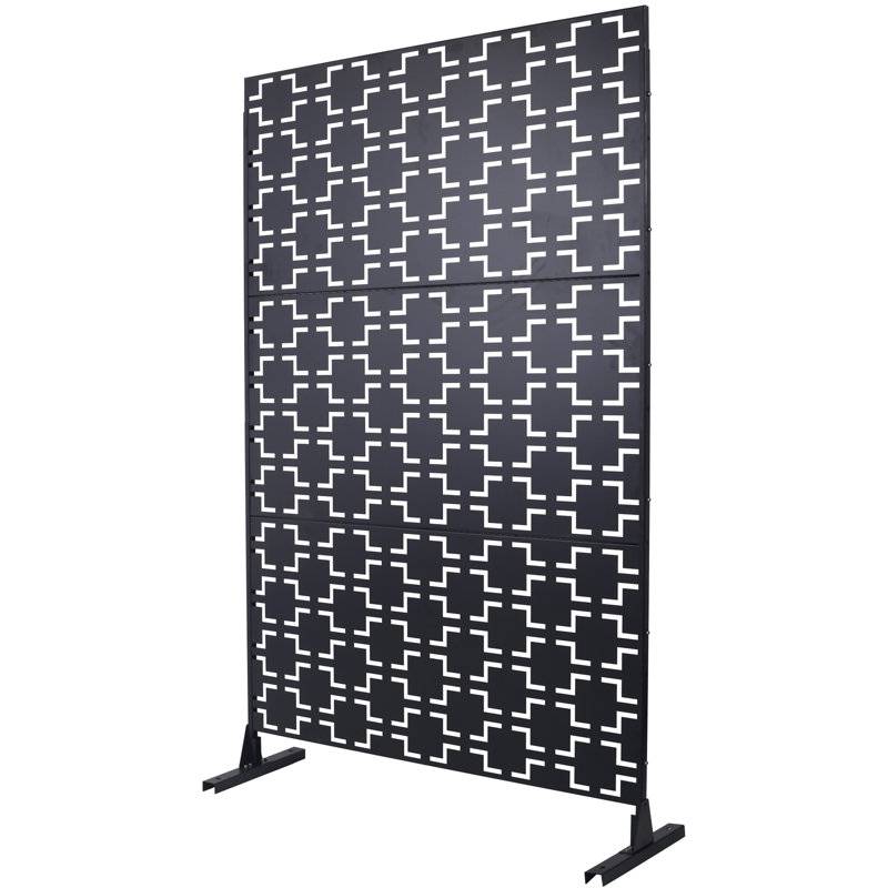 Outdoor & Indoor Privacy Screen Metal Privacy Screen 76" H×48" W, Black