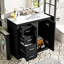 Armoire de salle de bain 36 po avec lavabo en céramique, charnières, 3 tiroirs, rangement spacieux, motif de rainure unique, poignée en métal exquise, glissière de tiroir lisse, style rétro, facile à assembler pour 36-930086230