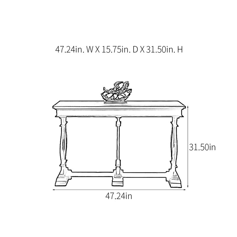 Console Retro Classical, H 31,5 po x l 47,24 po x P 15,75 po, Noir