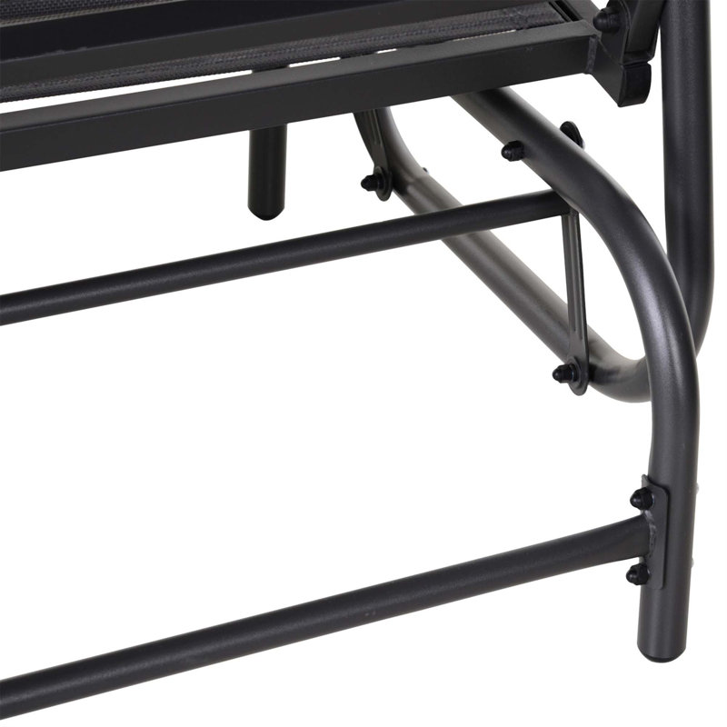 Gray Steel Frame 2-Person Outdoor Glider Bench with Cushions