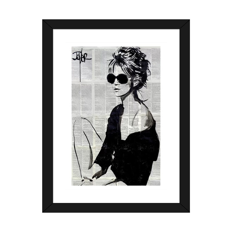 « Summers end » par Loui Jover-impression d’art graphique, Papier encadré noir, Blanc, H 24 po x l 16 po x P 1 po