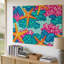 Toile d'un motif de textile vibrant avec un thème sous-marin animé mettant en vedette une grande étoile de mer stylisée en orange vif et toile-1064359960