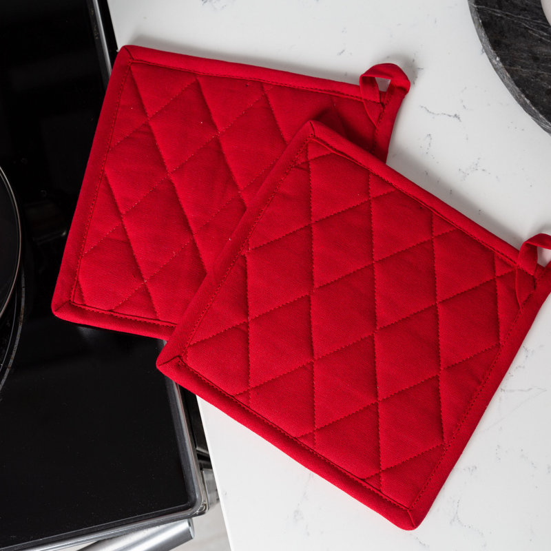 FabStyles Cotton Potholder Set, Red
