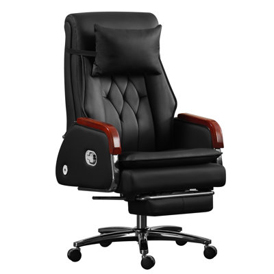 Kinnls Cameron Massage Office Chair with Heated Ventilation, Managerial Executive Desk Chairs Fully Reclining with Retractable Footrest, Ergonomic Gen by Kinnls