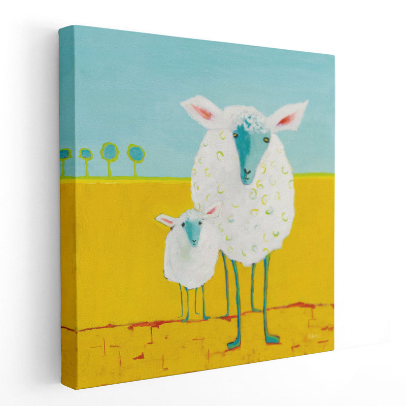 «Mama and Baby Sheep», reproduction d'art sur toile, H 40 po x l 40 po