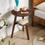 Table d'appoint 100% bois massif à 2 niveaux Table d'appoint de salon, table de chevet, table de bout ronde en bois massif, petite table d'appoint à 2 niveaux avec tablette de rangement inférieure