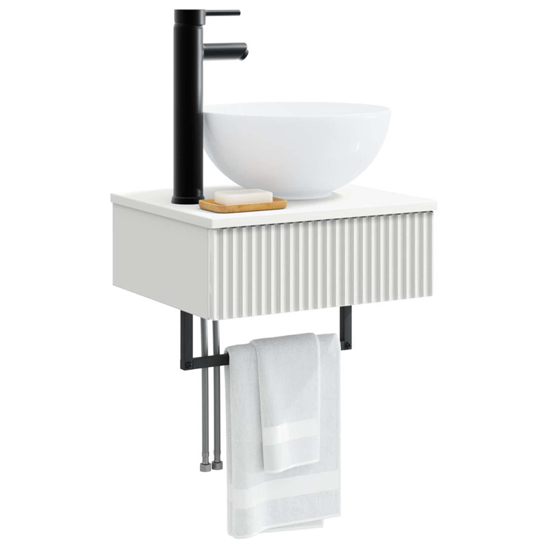 Single Bathroom Vanity with Ceramic Basin, White
