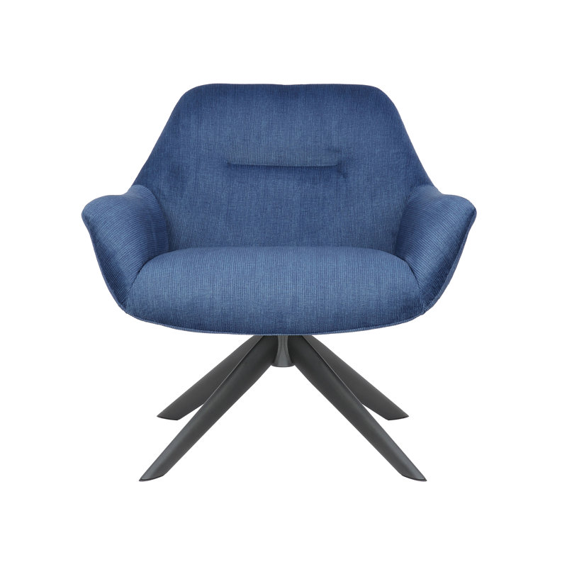 Adairsville Fabric Accent Chair with Steel Legs, Blue Polyester Blend