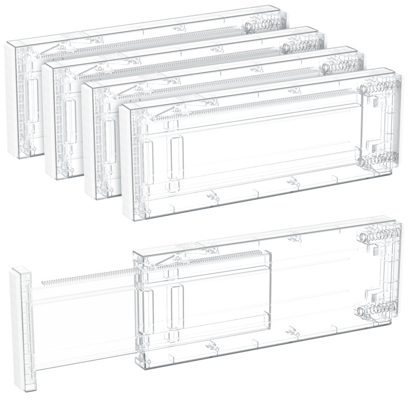 4 Pack Drawer Dividers 4" High, 11-17" Adjustable Dresser Drawer Organizers For Clothes, Expandable Dresser Separators In Bedroom/bathroom/kitchen/vanity/office Organization And Storage, Clear