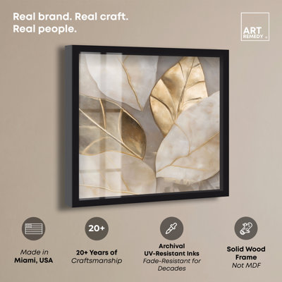 «Golden Cascades Shadowbox Print Elegant Nature Art» par Art Remedy