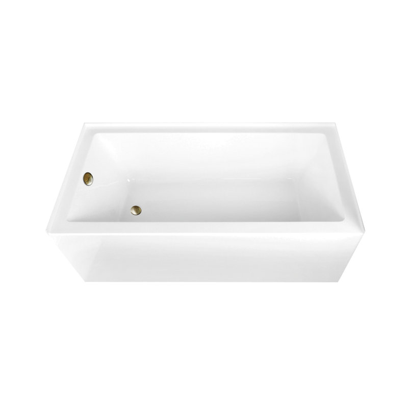 Kingston Brass Aqua Eden 66-Inch Acrylic Rectangular 3-Wall Alcove Tub, Left, Antique Brass
