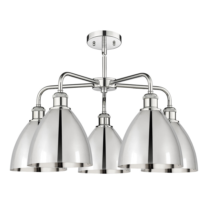 Lustre en dôme à 5 lumières Trickett, Chrome poli, Chrome poli