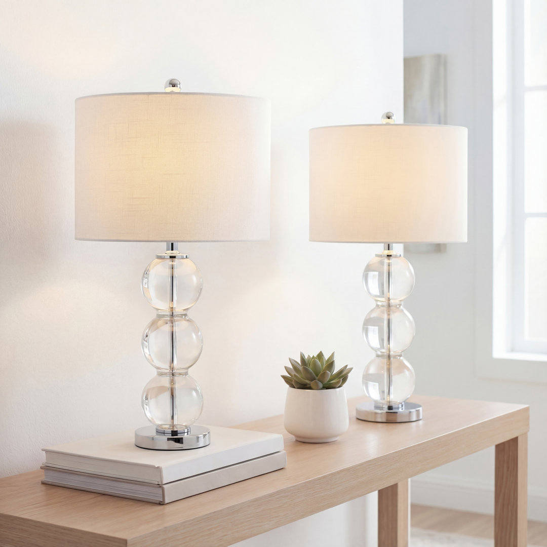 Leaver Glass Table Lamp (Set of 2) Dakota Fields Base 