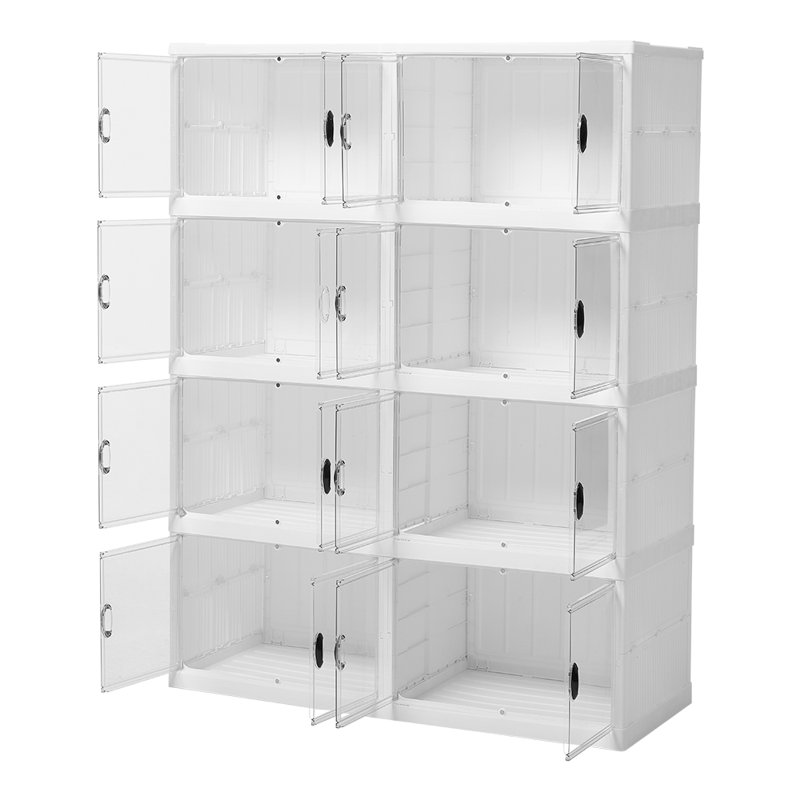 4-Tier Foldable Storage Cabinet Shoes Organizer with Doors